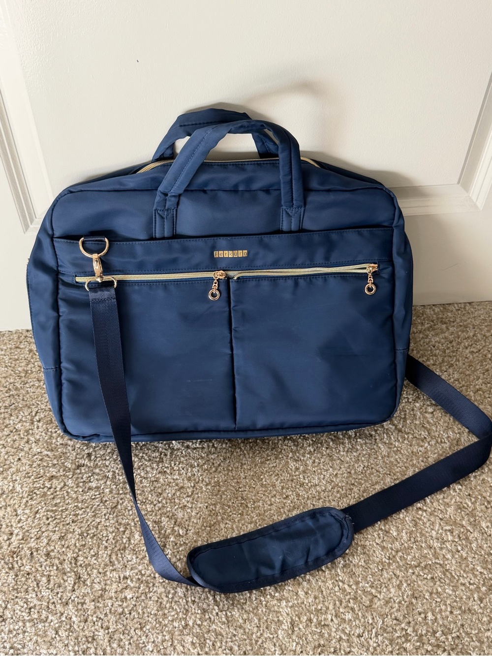 Navy Men's Shoulder Briefcase Bag